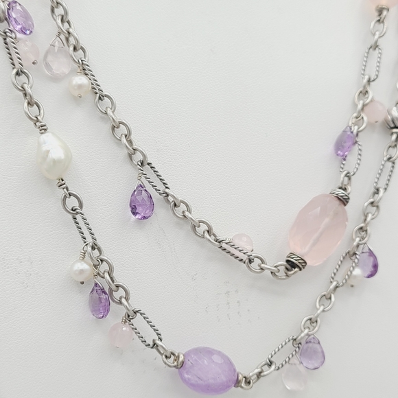 David Yurman Tweejoux Multi Gems Necklace With Lavender Amethyst And Rose Quartz - Picture 3 of 9